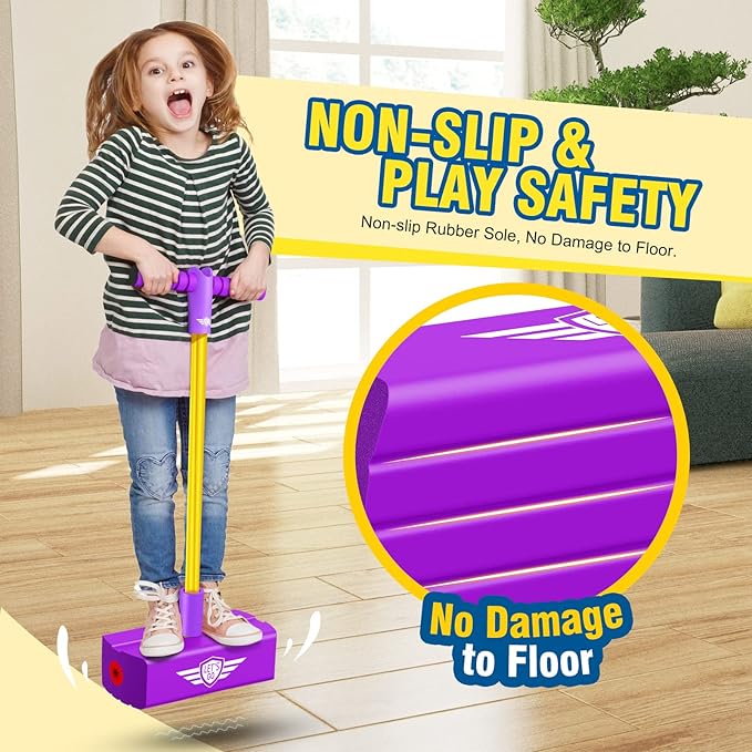 CUUGO LET'S GO! CG Jumping Promotes Growing Taller- Pogo Stick Foam Pogo Jumper for Kids, Toys for 3-12 Year Old Boys Girls Outdoor Toys Indoor Toys Fun Gifts Christmas Stocking Stuffers Gifts