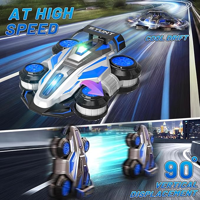 High Speed Drift Remote Control Stunt Deformation Car, Birthday Gifts, for Boys and Girls 3-16 Years Old (Blue)