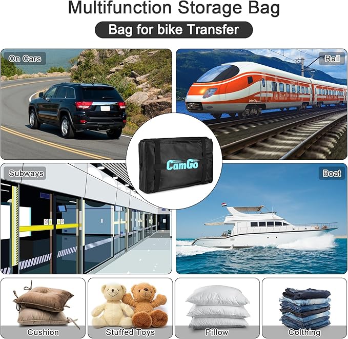 CamGo 26 Inch Folding Bike Transport Bag - Waterproof Bicycle Travel Case Carrier Bag for Train Air Travel