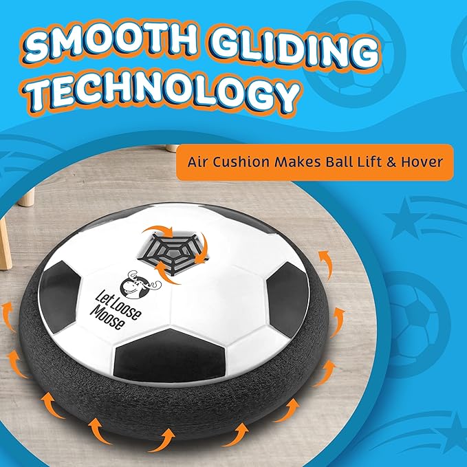 Let Loose Moose Hover Soccer Ball, Set of 2 LED Soccer Ball Toys, Gifts for 8 Year Old Boys, Indoor LED Floating Football for 7 Year Old Kids, Boy Birthday Gifts Age 4-6, 6-8, 8-12 Fun Sport Toy