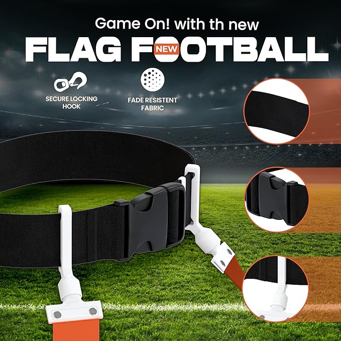 Gameday Flag Football Set – Kits for 2–14 Players w/Belts, Agility Cones & Carry Bag – Available in Multi Colors & Sizes