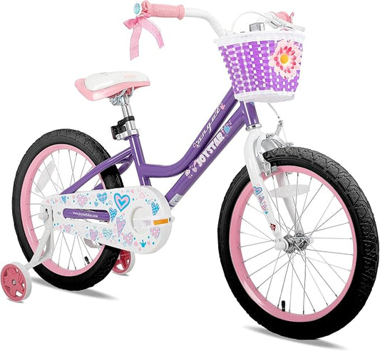 JOYSTAR Angel Girls Bike for Toddlers and Kids Ages 2-13 Years Old, 12 14 16 18 20 Inch Kids Bike with Training Wheels & Basket, 20 24 Inch Girls Bicycle with Handbrake & Kickstand
