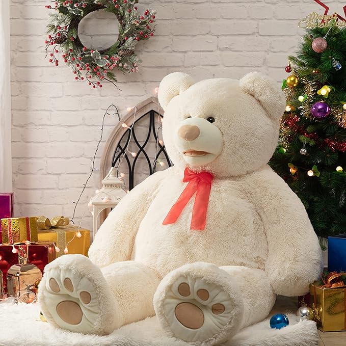 HollyHOME 5ft Giant Teddy Bear Stuffed Animal Huge Teddy Bear Plush with Big Footprints Valentines Gift 5 Feet Beige