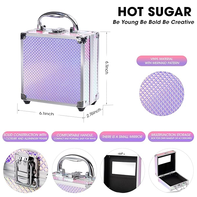 Hot Sugar Girls Makeup Kit Age 4-6 7-8 10-12, Little Girl Makeup Set, Makeup Kit for Teenagers 13-15 Includes Eyeshadow Lip Gloss Blush Highlighter Bronzer Brush (Mermaid)