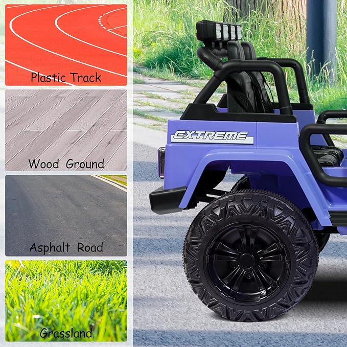 OTTARO 2 Seater Ride on Car Truck, 12V Large Electric car Vehicles 2 Seater Battery Powered Cars for Kids with Remote Control, Spring Suspension, LED Lights, Music (Blue)