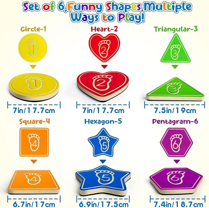 Wooden Balance Stepping Stones for Kids, Toddler Balance Beam Toy(Multi-Shape and Colored)