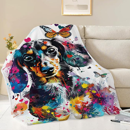 Dachshund Blanket Dachshund Dog Throw Blanket Weiner Dog Gifts for Women Girls Men Boys Kids Adults Super Soft Cozy Plush Fluffy Fuzzy Fleece Blanket Decor 50''X60''
