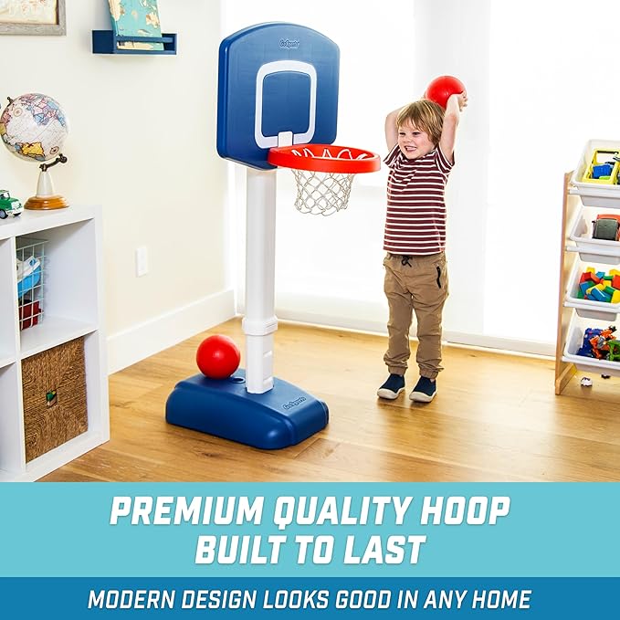 GoSports Tot Shot Toddler Basketball Set - Kids Indoor & Outdoor Toy Hoop with Adjustable Height