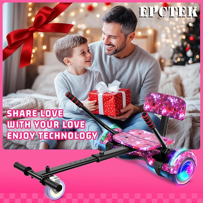 Scooter with Seat Attachment for Kids Adults, 6.5'' 8.5''Balancing Scooter with Bluetooth Speakers & Colorful LED Light with Kart