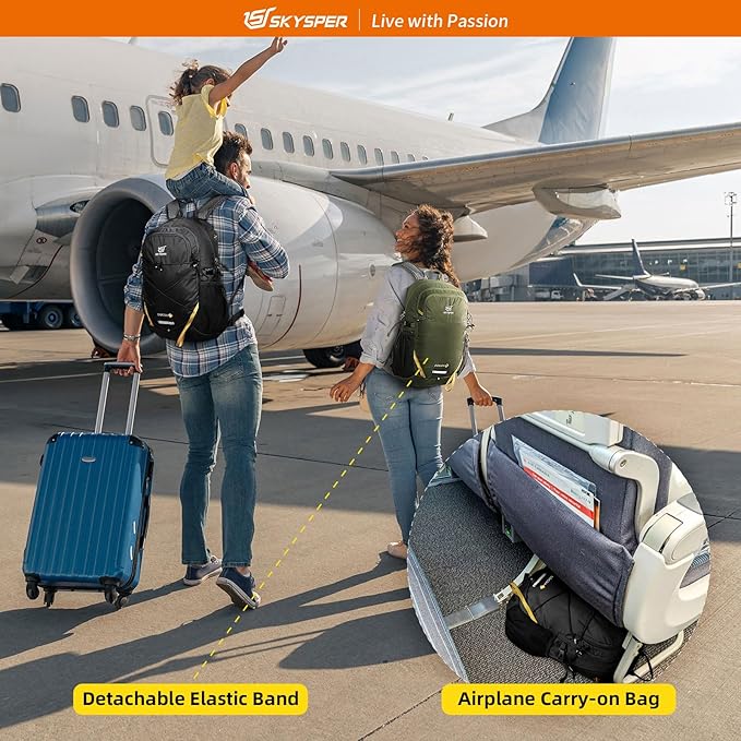 SKYSPER Small Hiking Daypack, 20L Lightweight Travel Backpacks Day Hike Pack with Waist Strap for Women Men