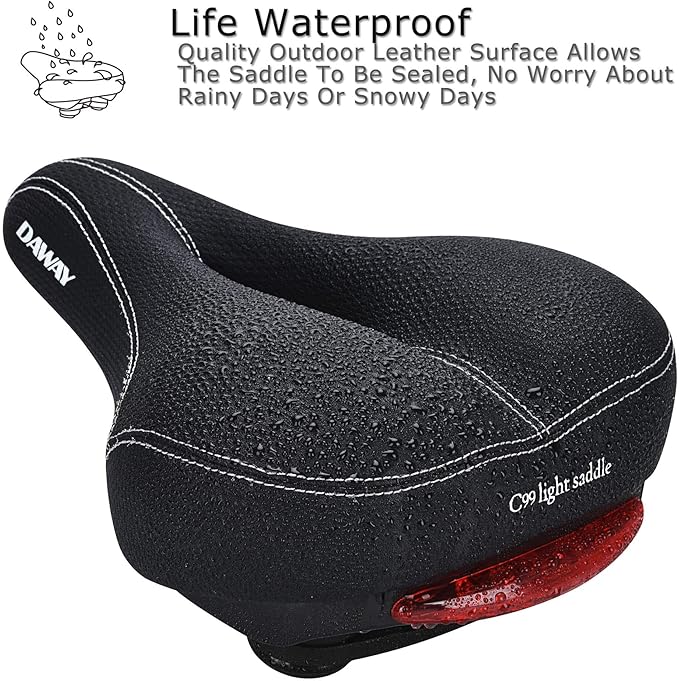 DAWAY Comfortable Men Women Bike Seat - Soft Memory Foam Padded Bicycle Seat, Bike Saddle Replacement with Wide Cushion for Peloton, Mountain & Exercise Bikes, Shock Absorbing, Waterproof, Universal