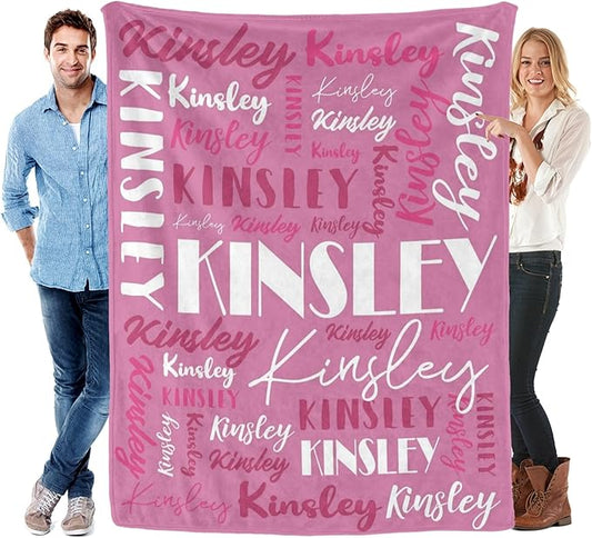 Name Blanket Personalized Blanket for Adult Kids Flannel Customize Throw Blanket Custom (Color 06, 60 x 80 Inches)