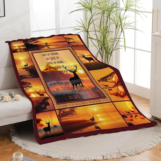 Deer Throw Blanket Deer Elk Stuff Gifts for Kids Girls Boys Adults Women Men Soft Cozy Warm Plush Fluffy Fuzzy Fleece Blanket Decor 60''X80''