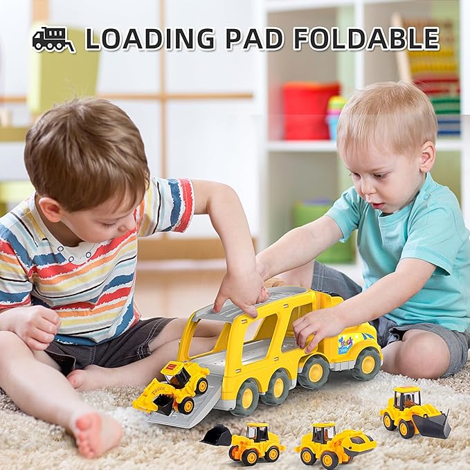 Veslier Construction Truck Toys for Boys Girls Age 3 4 5 6 Years Old，Carrier Transport Trucks for Kids 3-4 3-5 Year Old，Christmas Birthday Gift Toddler Toys.