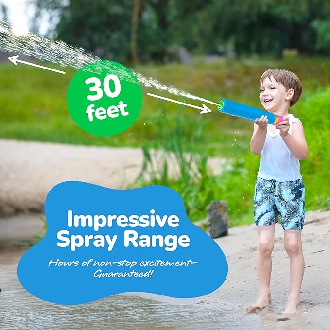 ArtCreativity Foam Water Guns for Kids - 6 Pack - Long Range Swimming Pool Noodle Water Squirter - Fun Water Blaster Fighting Game Toys - Summer Beach Party Outdoor Supplies