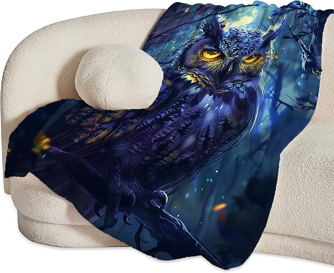 Fantasy Owl Throw Blanket - Soft, Warm & Cozy Fleece for Couch, Sofa, Bed - 60"x50" - Animal Blanket for Girls, Boys, Women, Men, Kids, Adults