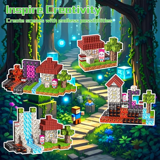 Magnetic Blocks 126PCS - 1 inch Magnetic Building Blocks Cubes Kid STEM Sensory Toy for 3+ Year Old Boys & Girls Game Themed Gifts