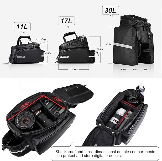Bike Trunk Bag Bike Pannier Bag Bike Rack Bag Rear Seat Bag Handbag for Bicycle Cargo Rack Saddle Bag Luggage Bag Bicycle Commuter Bag Shoulder Bag