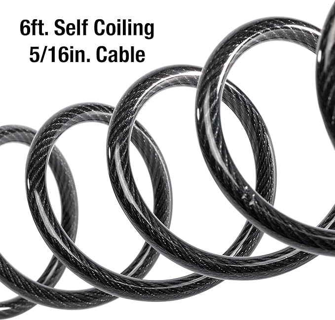 Master Lock Black Set Your Own Combination Bike Lock, Metal Cable Lock has a Weather Resistant Vinyl Coating for Outdoor Equipment, Bicycles, 6 Feet Long, 8114D