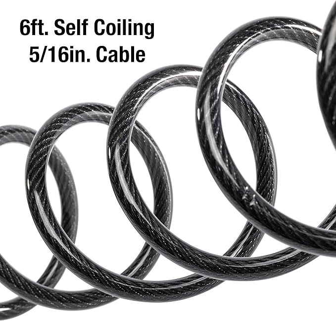 Master Lock Black Set Your Own Combination Bike Lock, Metal Cable Lock has a Weather Resistant Vinyl Coating for Outdoor Equipment, Bicycles, 6 Feet Long, 8114D (Pack of 12)