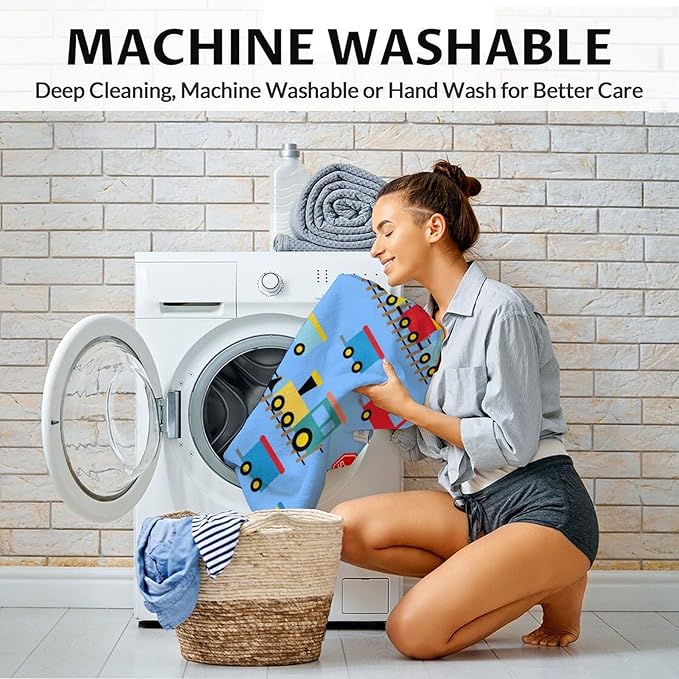 Train Gifts for Boys 4-6 - Warm Cozy Train Blanket - 40"x50" Inches Crib Throw Blanket - Light Blue Cartoon Throws for Kids