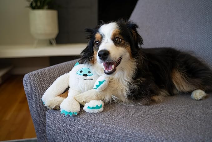 Flourish Pets 3 in 1 Multi-Layer Chew Toy for Active Dogs | Non-Toxic BPA Free Double Stitched Soft Fabric Exterior Dog Toys | Long-Lasting Dog Plush Toys - Small Yeti/Sloth 3.5"