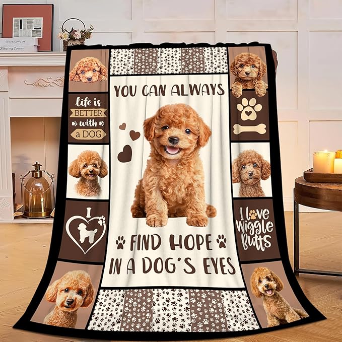 Poodle Gifts Blanket, Poodle Throw Blankets, Dog Mom Gift for Women Men Boys Girls Lover Adult Cozy Fleece Flannel Bedding Stuff Animal Plush for Couch Sofa Bed Decor 50"X40"