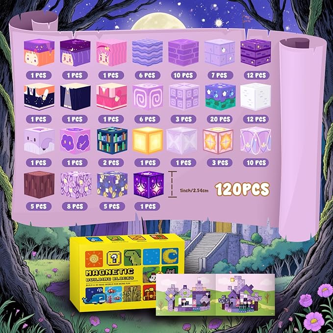 Magnetic Blocks-120PCS Ocean Quest Set，Magnetic Building Blocks Kids Toys for Ages 3 4 5 6 7 8-13 Birthday Gifts，STEM Montessori Sensory Toys for 3+ Years Old Boys & Girls