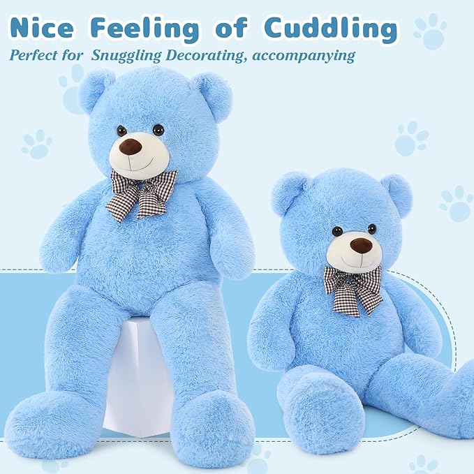 MaoGoLan Large Blue Teddy Bear Jumbo Bear 55 inch Oversize Huge Stuffed Animal for Boys and Girls