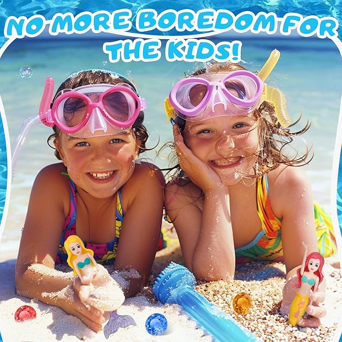 Diving Pool Toys Set, 6PCS Mermaids Underwater and 12PCS Big Colorful Diamond Swimming Pool Sinking Toys for Kids Children (Color Random)