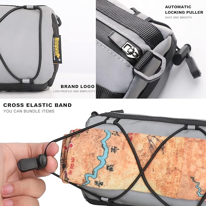 Rhinowalk Bike Handlebar Bag, Bicycle Front Bag Frame Storage Roll Bag Mountain Road Bikes Commuter Shoulder Bag Professional Cycling Accessories