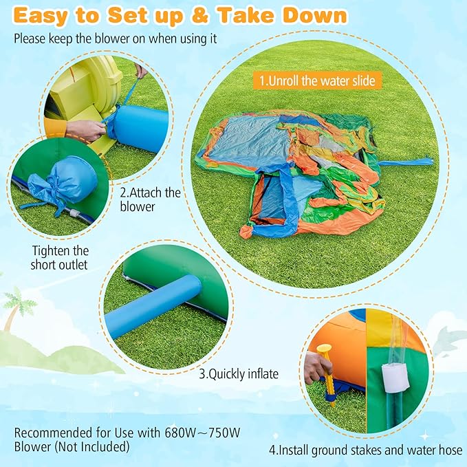 BOUNTECH Inflatable Water Slide, 9 in 1 Dual Slides Kids Water Park Jump Castle Water Soccer, Big Splash Pool, Water Slides Inflatables for Kids, Water Slide Bounce House for Outdoor Backyard Party