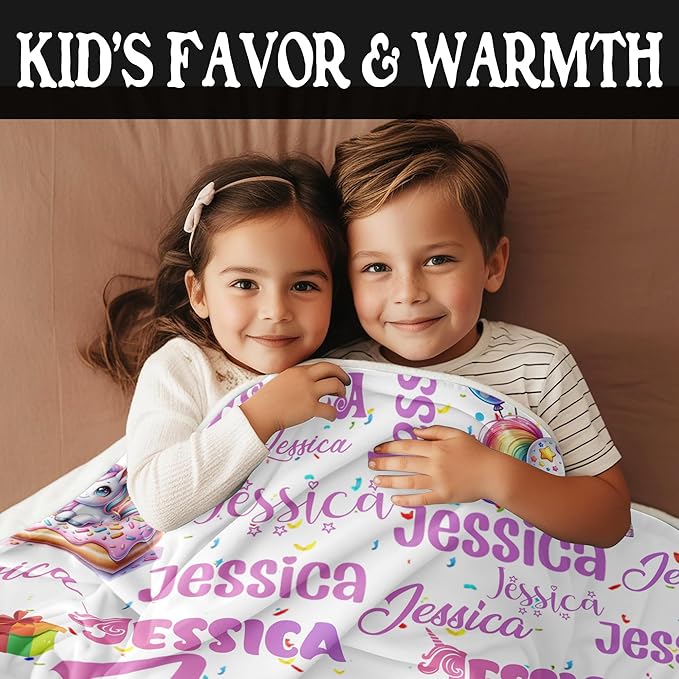 Custom Baby Girl Blanket with Name Personalized Cute Blanket Customized Soft Throw Blanket for Newborn Toddler Teens Baby Shower Birthday