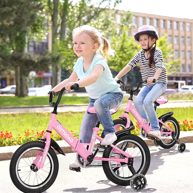 14/16/18 Inch Folding Kids Bike with Training Wheels, Gifts for Girl&Boy Age 3-10 Years, Toddler Bike with Dual Brakes for Beginners, Multi-Color
