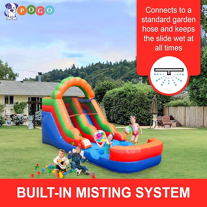 Inflatable Water Slide for Kids & Toddlers with Inflatable Pool, Backyard, Park or Commercial Use, Outdoor Water Play, Includes Blower Stakes, Splash Pool & Storage Bag, Large 21' x 9' x 12'