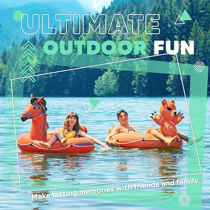 2025 New & Upgraded Sunlite Sports Heavy Duty River Tube Inflatable, Premium Water Float to Lounge Above Lake and River, Outdoor Water Raft Sport Fun, Recreational Use
