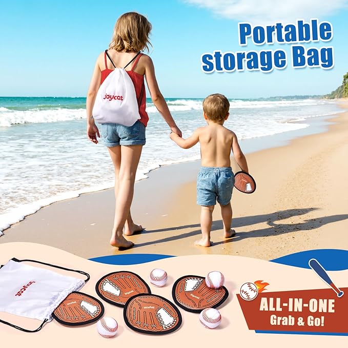 JoyCat Toss and Catch Ball Game Set,Kids Toddler Baseball Glove,Beach Yard Games,Sports&Outdoor Kids Toys,Birthday for 3 4 5 6 7 8 9 10+Year Old Boys Girls