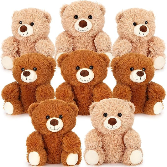 Jenaai 8 Pcs 10 Inches Stuffed Animal Bear Bulk Gift Soft Cute Baby Shower Bear Small Stuffed Plush Toys for Girls, Boys, Back to School Birthday Wedding Party(Novelty Style)