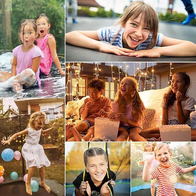 10 FT Trampoline for Kids, Outdoor Trampoline with Safe Enclosure Net and Waterproof Jump Mat Ladder for Park Kindergarten Indoor