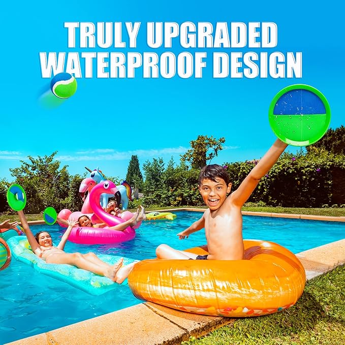 EVERICH TOY Upgraded Toss and Catch Ball Game Set, Kids Toy Stocking Stuffers for Boys Girls Ages 3-12, Includes 2 Paddles 2 Sticky Balls, Water-Resistant Indoor Outdoor Toy for Beach Pool Yard