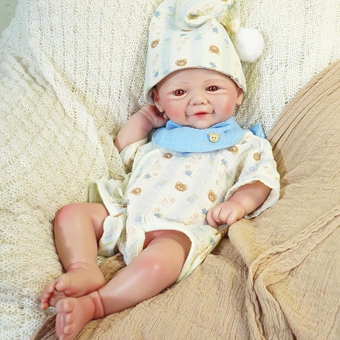 16.93 in Full Silicone Reborn Baby Dolls, 1:1 Lifelike Newborn Dolls Non Vinyl Realistic Reborn Toddler Dolls Boy Washable Sleeping Doll
