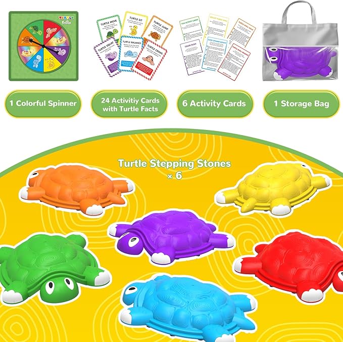 ABERLLS Stepping Stones for Kids 3 4 5 6 7 Year Old, Toddlers Turtle Balance Climbing Toys, Outdoor Indoor Sensory Play, Obstacle Course Coordination Game