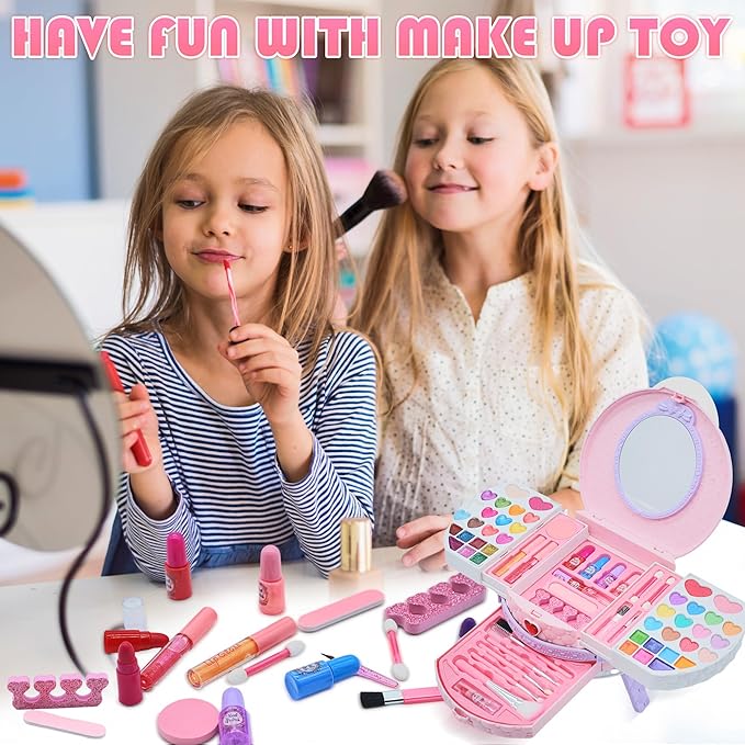 Kids Washable Makeup Girls Toys - Real Makeup Kit for Little Girls, Kid Make up Set for Toddlers Children Princess Dress Up Birthday Gifts Toy for 3 4 5 6 7 8 9 10 11 12 Year Old Girl (Pastel Violet)