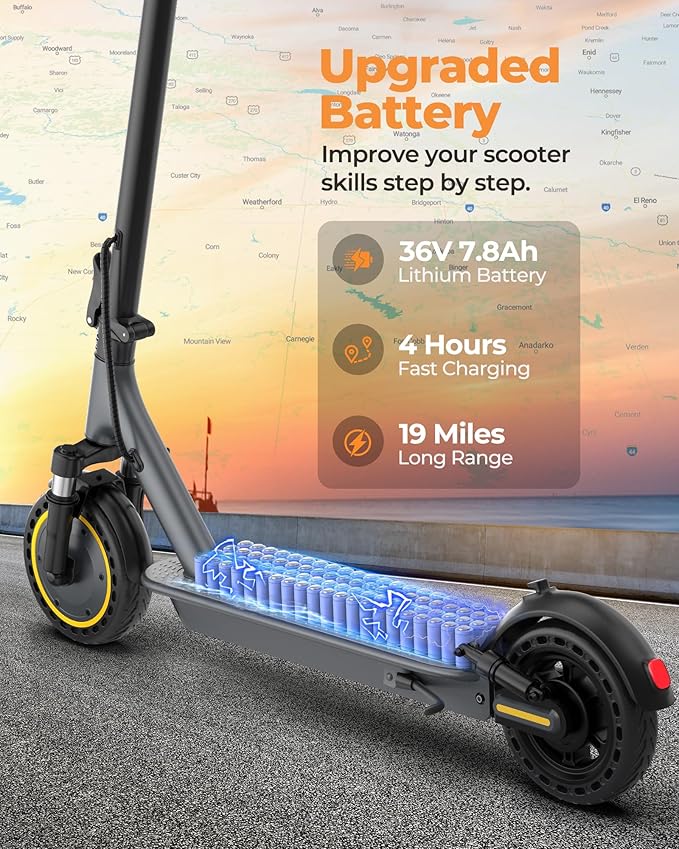 NAVIC Electric Scooter with Dual Suspension/Braking, 350W/500W Motor, 19/22 Mph, Max 22/27/49Mi Range, Foldable E Scooter for Adults with App
