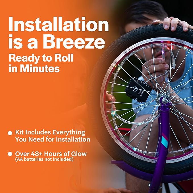 Brightz WheelBrightz LED Bike Wheel Lights - 2025 Edition with Superior Straps & LED-Weatherproof Shield! 14 Colors - Unmatched Durability, Visibility & 48+ Hours of Dazzling Illumination