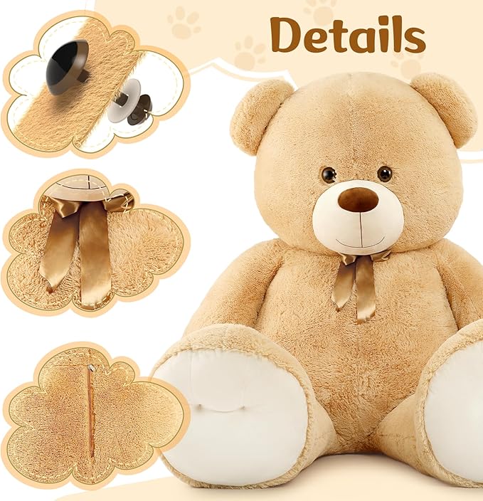 Tezituor Teddy Bear, 6ft Giant Stuffed Animal, Human Size, Beige, for Valentine's Day, Baby Shower, Birthday, Anniversary