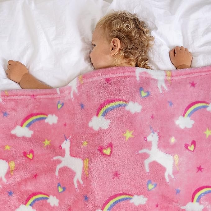 Softan Unicorn Blanket for Babies, Kids Throw Blanket for Boys and Girls Soft Cozy Flannel, Cute Pink Unicorn Blanket for Sofa Couch Bed, Soft Plush Warm Receiving for Newborns, 30x40 Inch