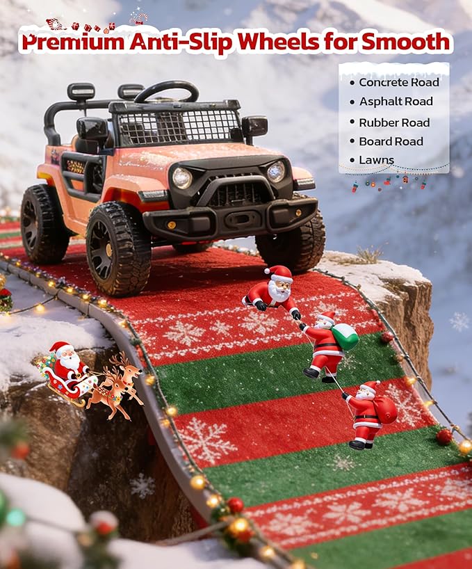 ELEMARA 12V Ride on Toys, Electric Vehicles for Kids w/3 Speeds, 3.5 mph Max, Ride on Car with Remote Control, Motorized Truck, Toddler Electric Car w/Bluetooth, LED Lights,Shock Absorbers-Light Pink