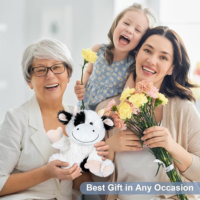 Heatable & Coolable Cow Stuffed Animal, Heated Stuffed Animals Heating Pad for Soothing & Relaxation, Lavender Scent Cow Plush for Stress Discomfort, Cows Gift for Kid & Aldult, Dairy Cattle