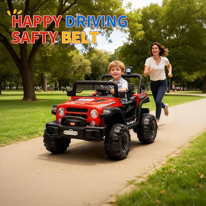 12V Kids Electric Ride on Truck，Parent Remote Control Car for Kids| Features 3 Speeds to 6MPH, 2 * 550w Moto, Spring Suspension, LED Lights, Music | for Children Aged 2-8 Years, Red